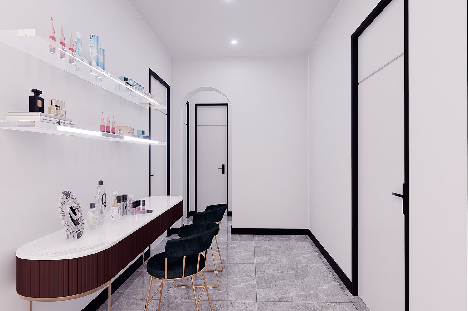 150平美容養(yǎng)生spa門(mén)店裝修效果圖-化妝間
